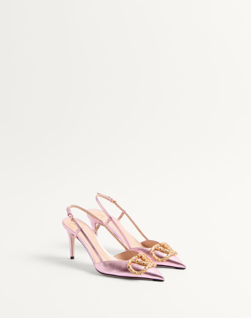 VLOGO SIGNATURE SLINGBACK PUMP IN LAMINATED NAPPA LEATHER 80MM - Image 1